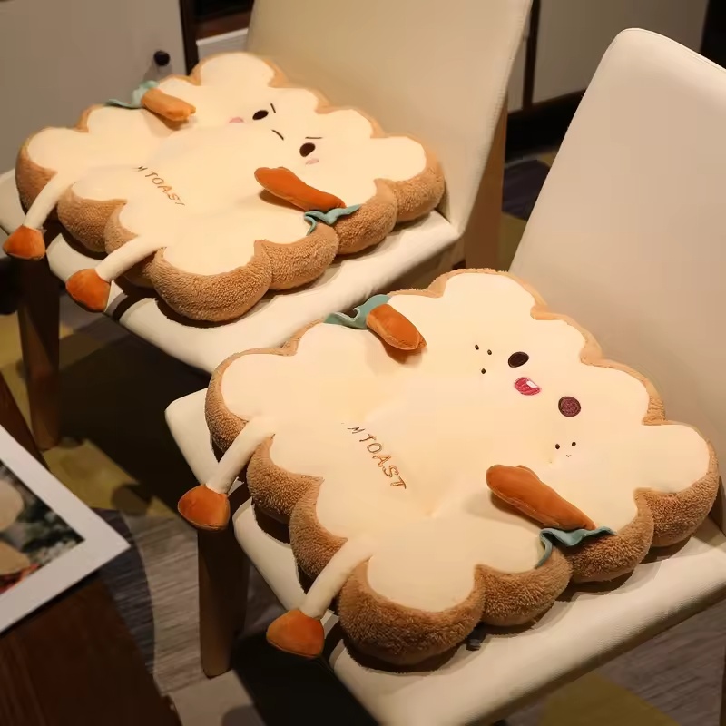 Gaming Chair Lumbar Pillow - Comfy Cartoon Toast-Shaped Seat & Back