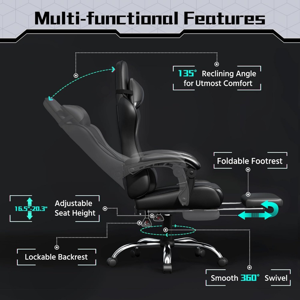 Comfortable PU Leather Gaming  - đánh giá và giá Gaming Chair Lumbar Pillow