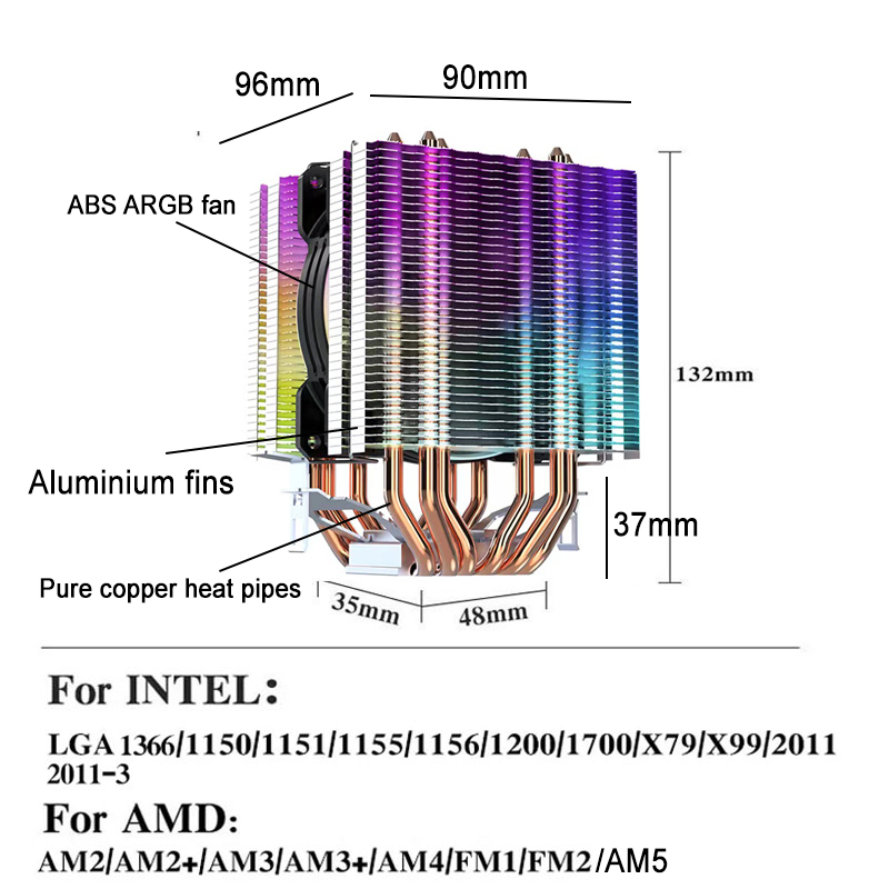 90MM ARGB CPU Cooler Fan RGB L - đánh giá và giá Pc Gaming Ff